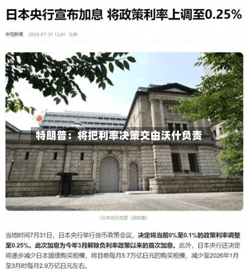 特朗普：将把利率决策交由沃什负责-第2张图片