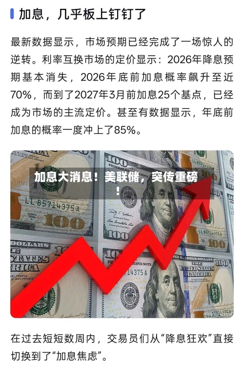 加息大消息！美联储	，突传重磅！-第2张图片