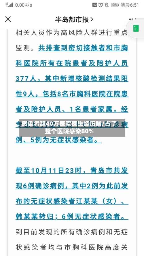感染者超40万医院医生经历啥/占了整个医院感染80%
