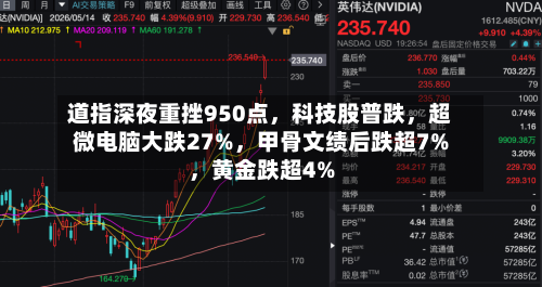 道指深夜重挫950点	，科技股普跌，超微电脑大跌27%，甲骨文绩后跌超7%	，黄金跌超4%-第3张图片