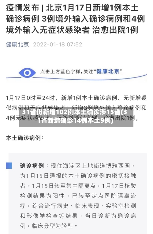 31省份新增102例本土确诊涉15省(31省新增确诊14例本土9例)-第2张图片