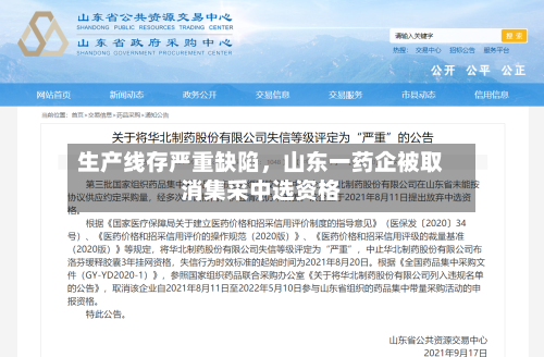 生产线存严重缺陷，山东一药企被取消集采中选资格-第2张图片