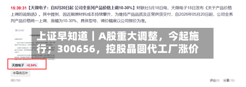 上证早知道｜A股重大调整，今起施行；300656	，控股晶圆代工厂涨价-第2张图片