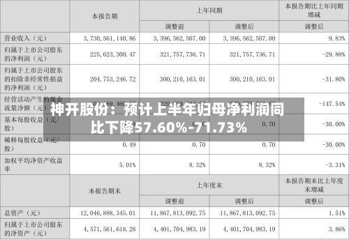 神开股份：预计上半年归母净利润同比下降57.60%-71.73%-第1张图片