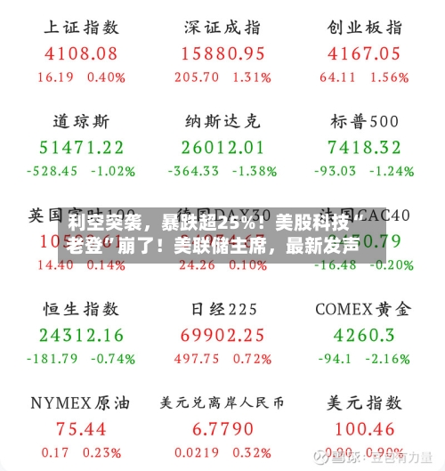 利空突袭，暴跌超25%！美股科技“老登	”崩了！美联储主席	，最新发声-第2张图片