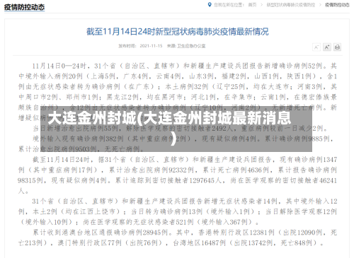 大连金州封城(大连金州封城最新消息)