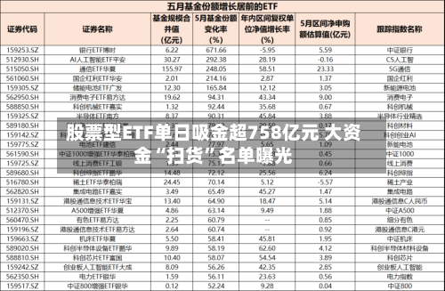股票型ETF单日吸金超758亿元 大资金“扫货”名单曝光-第3张图片