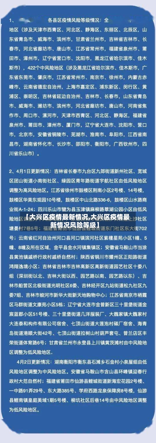 【大兴区疫情最新情况,大兴区疫情最新情况风险等级】