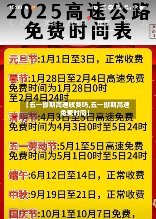 【五一假期高速收费吗,五一假期高速免费时间】
