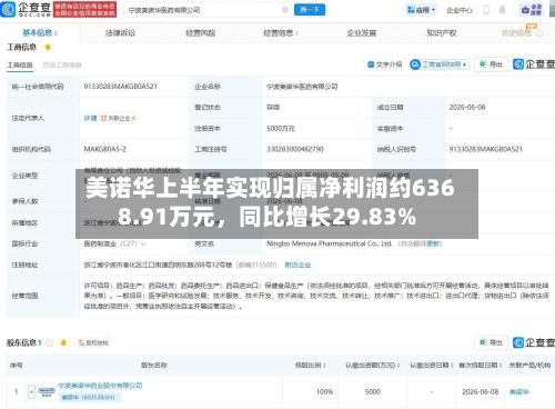 美诺华上半年实现归属净利润约6368.91万元	，同比增长29.83%-第2张图片