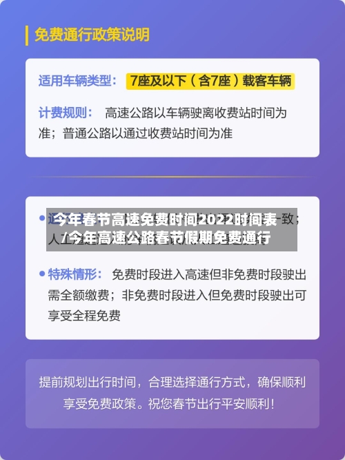 今年春节高速免费时间2022时间表/今年高速公路春节假期免费通行-第2张图片