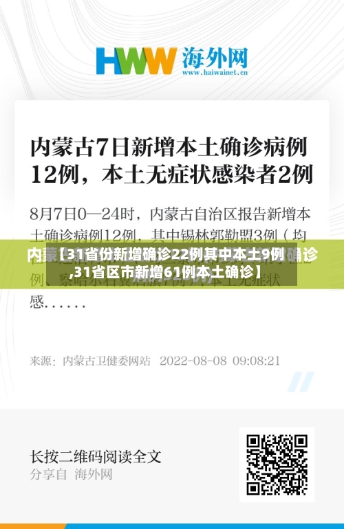【31省份新增确诊22例其中本土9例,31省区市新增61例本土确诊】-第2张图片