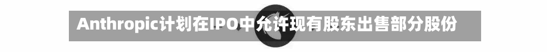 Anthropic计划在IPO中允许现有股东出售部分股份-第3张图片