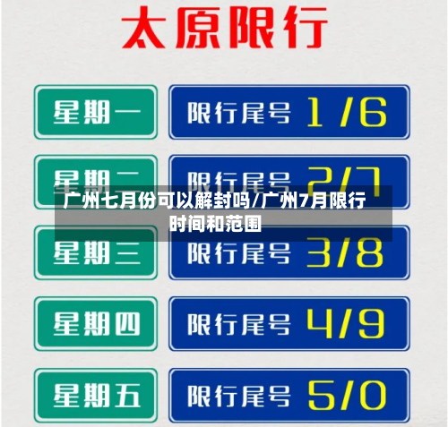 广州七月份可以解封吗/广州7月限行时间和范围-第2张图片