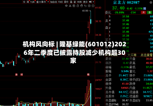 机构风向标 | 隆基绿能(601012)2026年二季度已披露持股减少机构超30家