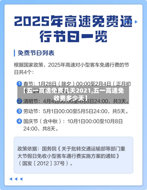 【五一高速免费几天2021,五一高速免收费多少天】