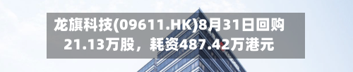 龙旗科技(09611.HK)8月31日回购21.13万股，耗资487.42万港元