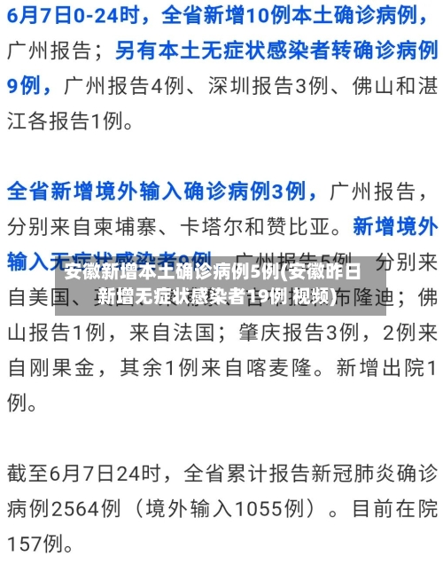 安徽新增本土确诊病例5例(安徽昨日新增无症状感染者19例 视频)