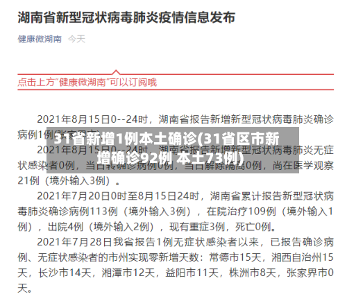 31省新增1例本土确诊(31省区市新增确诊92例 本土73例)-第2张图片