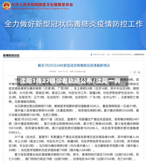 沈阳1传27确诊者轨迹公布/沈阳一例