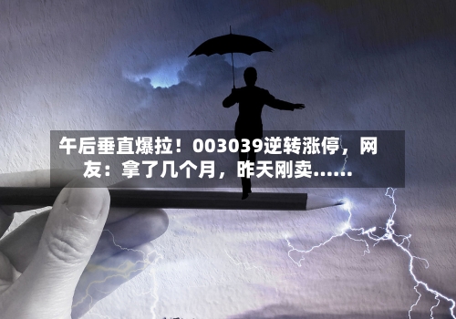 午后垂直爆拉！003039逆转涨停，网友：拿了几个月，昨天刚卖……-第2张图片